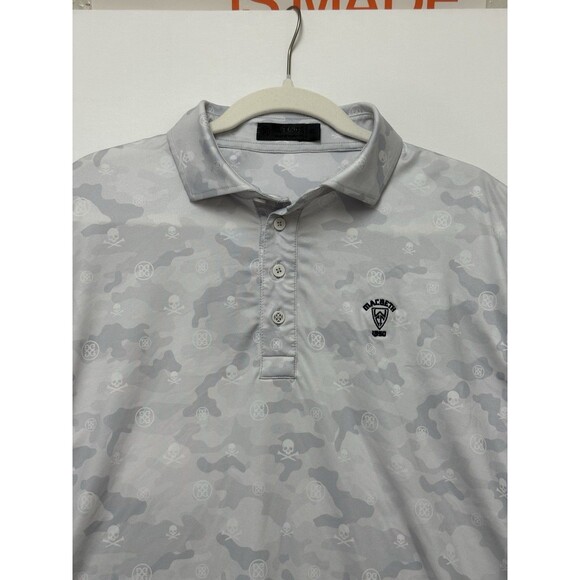 G/Fore Polo Shirt Mens XL Gray Skull Camo Print Icon Tech Performance Golf - Picture 3 of 14